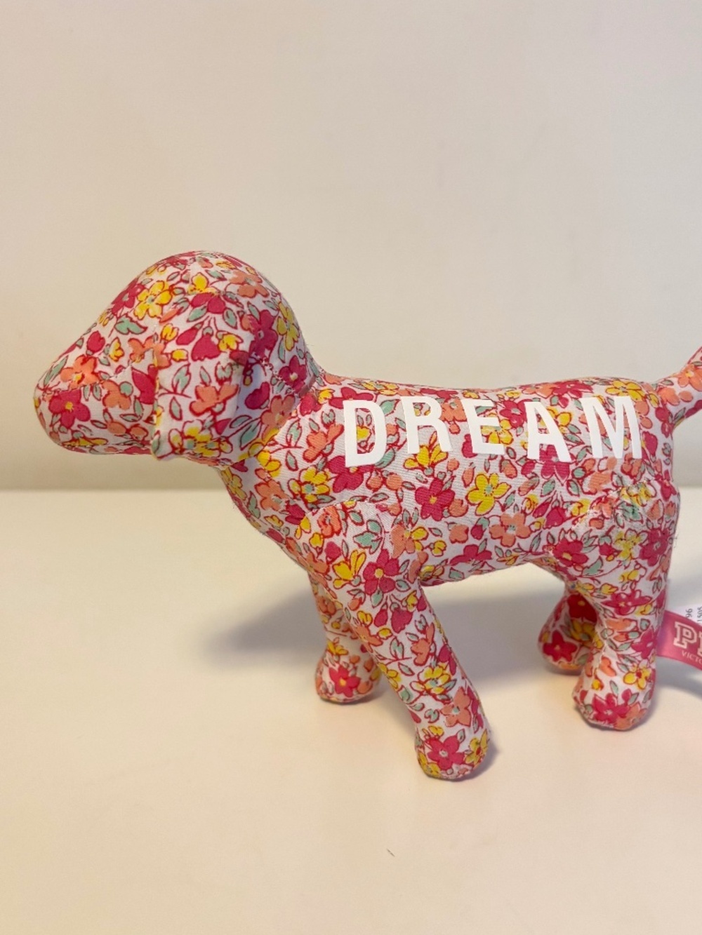 Victoria's Secret PINK "DREAM" Stuffed Dog Floral Pattern Rare Collectible